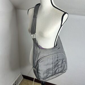 Travelon Gray Nylon Crossbody Travel Bag RFID Lightweight MCB10040N